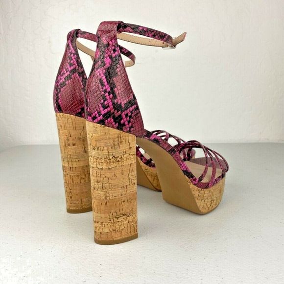 Aqua Milo Platform Heels Shoes Snake Print 10 New - Picture 6 of 11